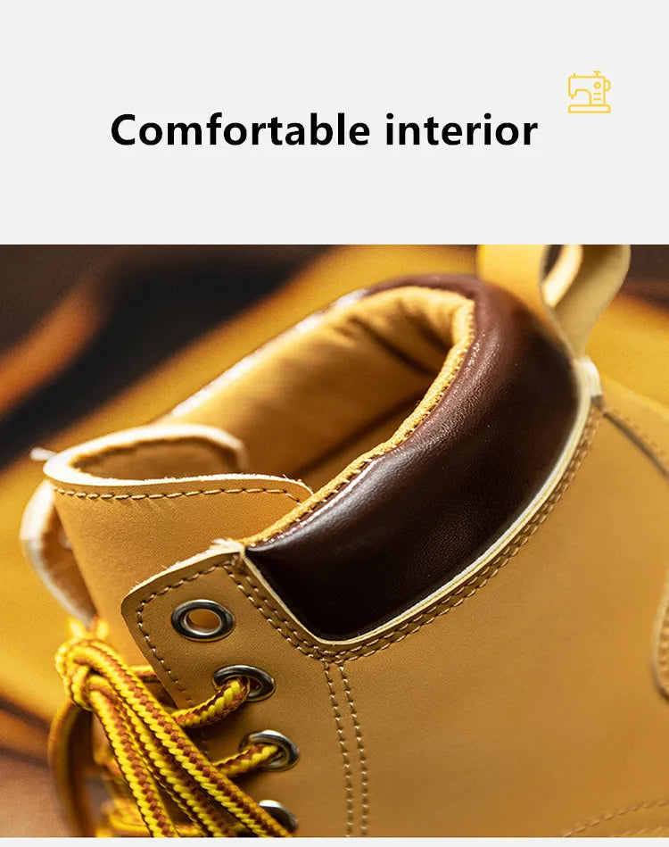 Men Classic Leather Platform Motorcycle Boots