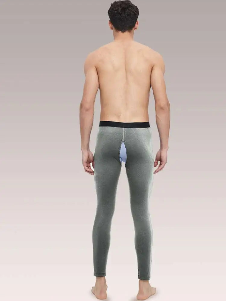 Men’s Open-Crotch Thermal Leggings – Thin Warm Base Layer for Autumn & Winter
