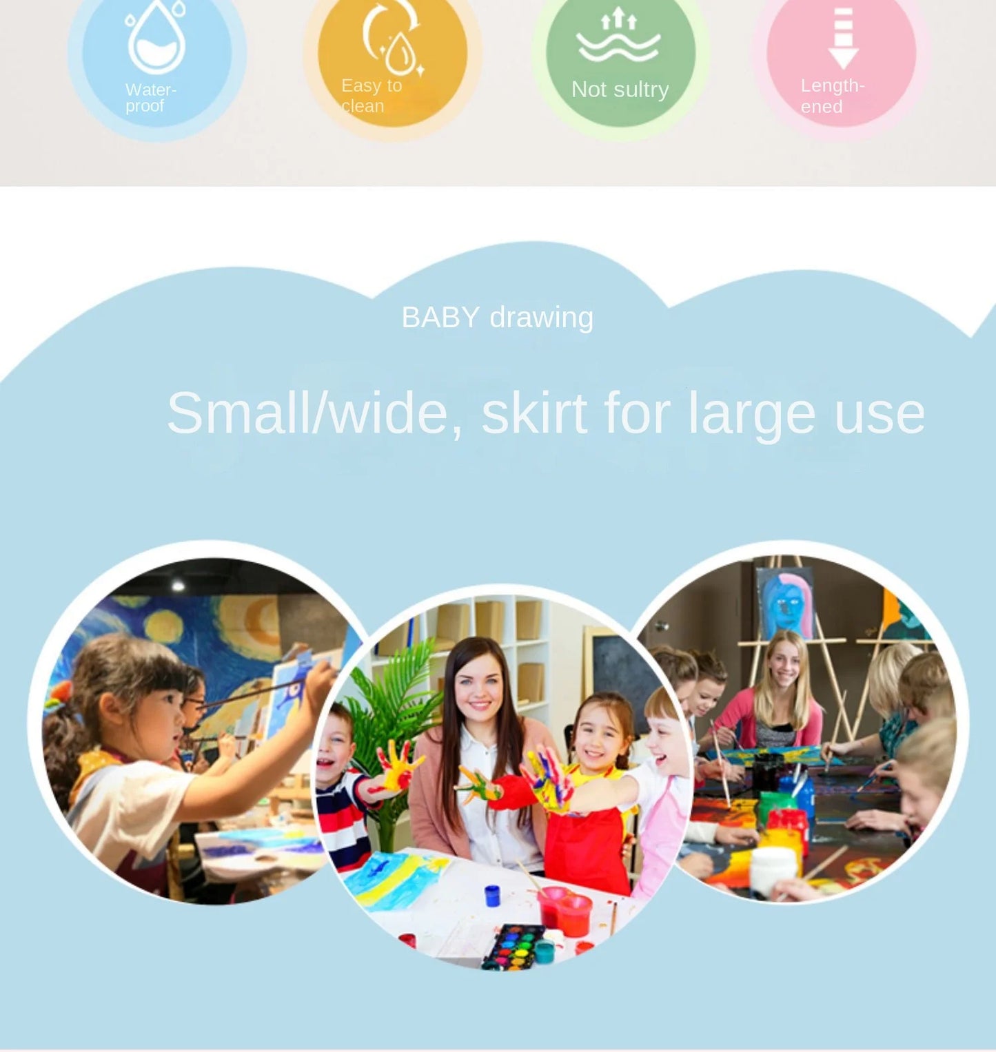 Waterproof Painting Bib – Baby Art Smock & Feeding Gown