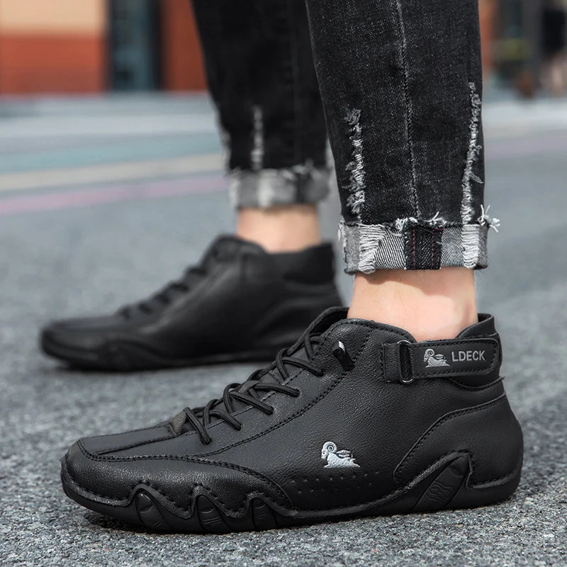 Men Italian Leather Chukka Driving Boots