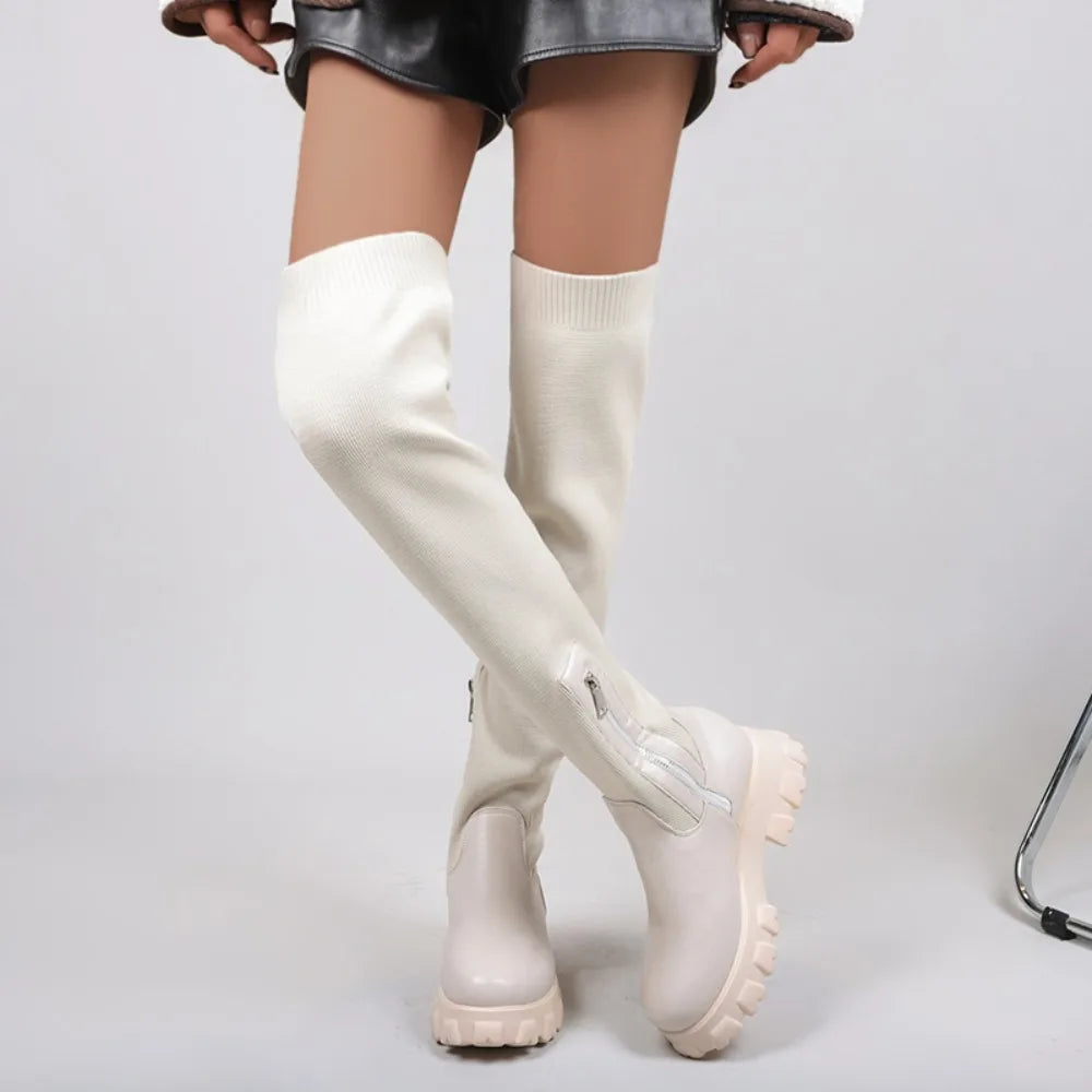 Women Chunky Platform Over-the-Knee Boots