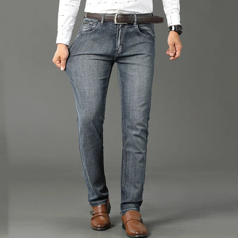 Men’s Straight-Leg Jeans – Classic Casual Denim Pants (Plus Size 28–40)