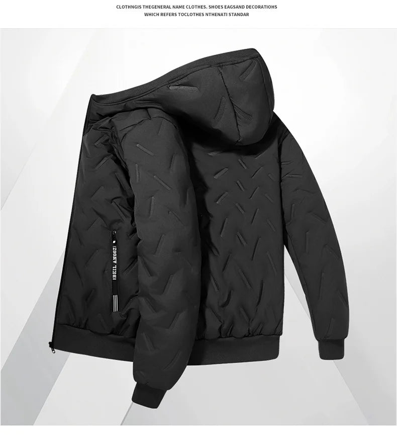 Men’s Fleece Cotton Jacket – Windproof Waterproof Stand Collar Urban Coat