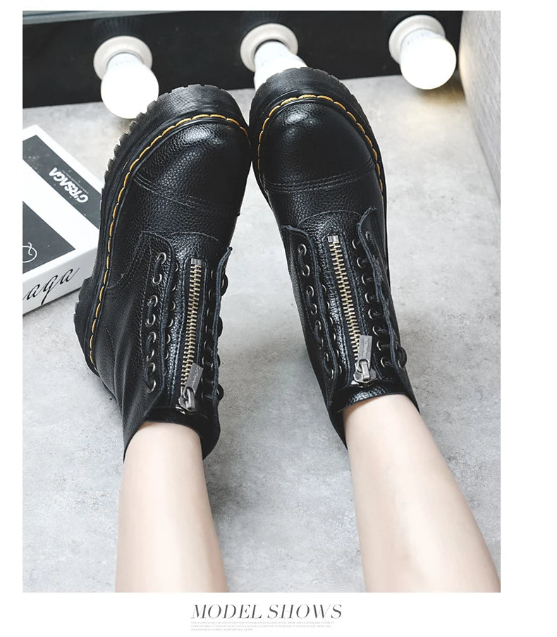 Unisex Punk 8-Hole Platform Moto Boots