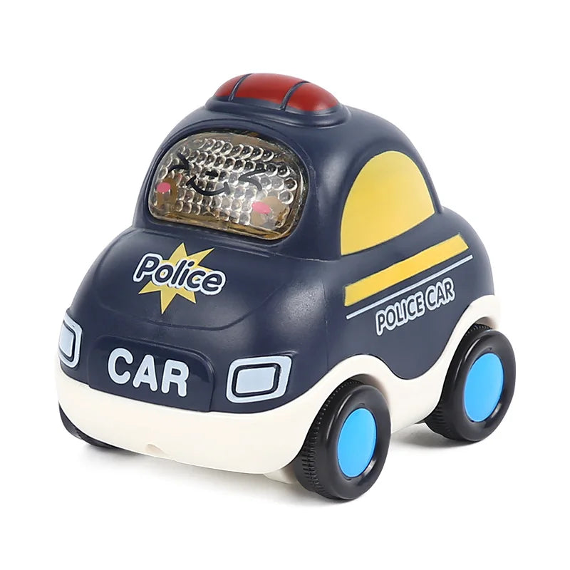 Baby Car Toys for 6 12 Months Friction Car Infant Soft Rubber Inertial Push and Go Vehicles Roll Car Hand Rattle Gift for Kids