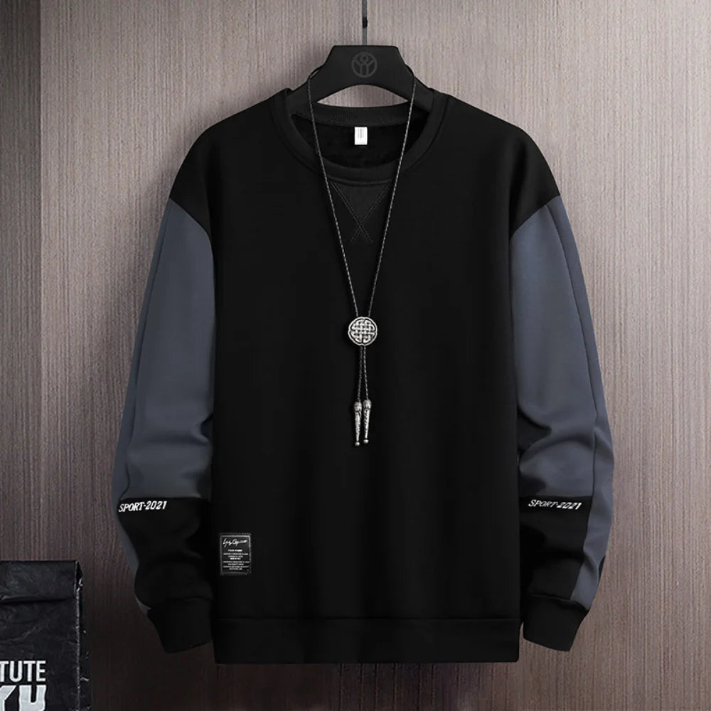 Men’s Loose Fit Sports Sweatshirt – Casual Round Neck Hoodie Style
