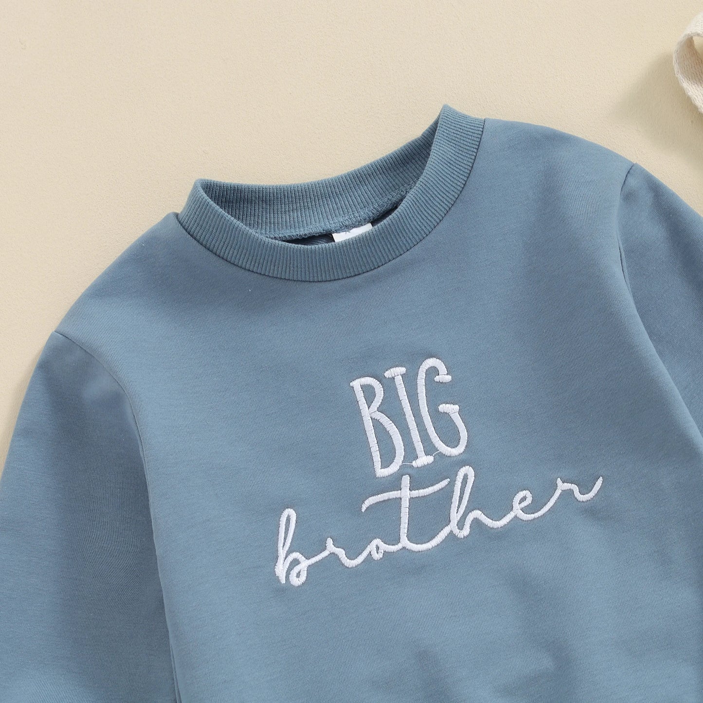 Baby Brother 2-Piece Outfit – Embroidered Letter Sweatshirt & Elastic Waist Sweatpants