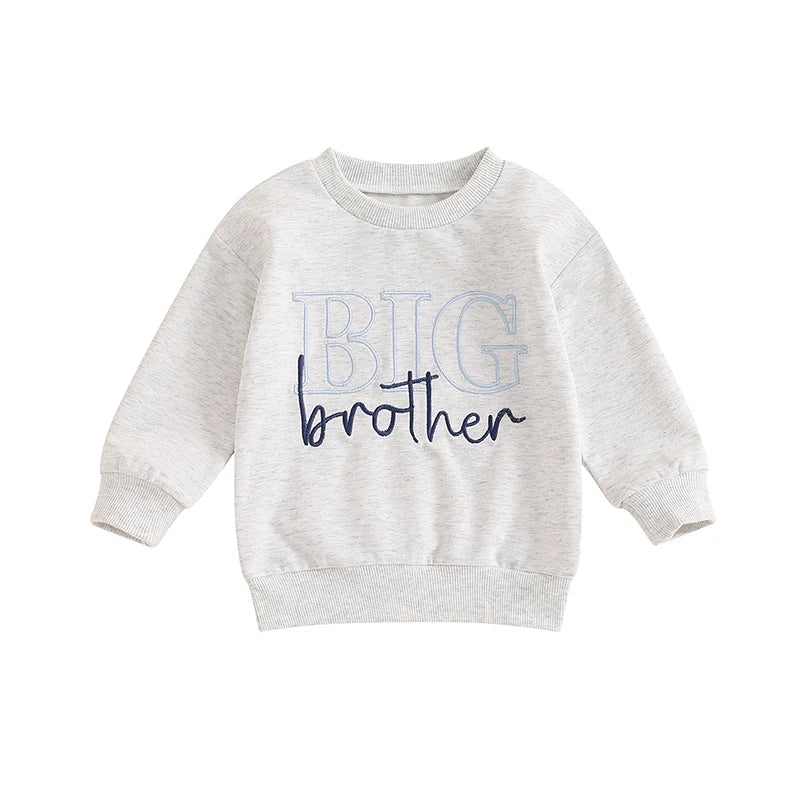Sibling Matching Sweatshirts – Letter Embroidery Crew Neck Pullovers for Boys & Girls