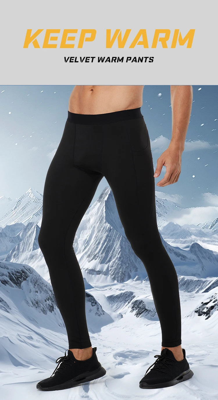 Men’s Thermal Compression Running Leggings – Fast Dry Fitness Tights for Winter Sports