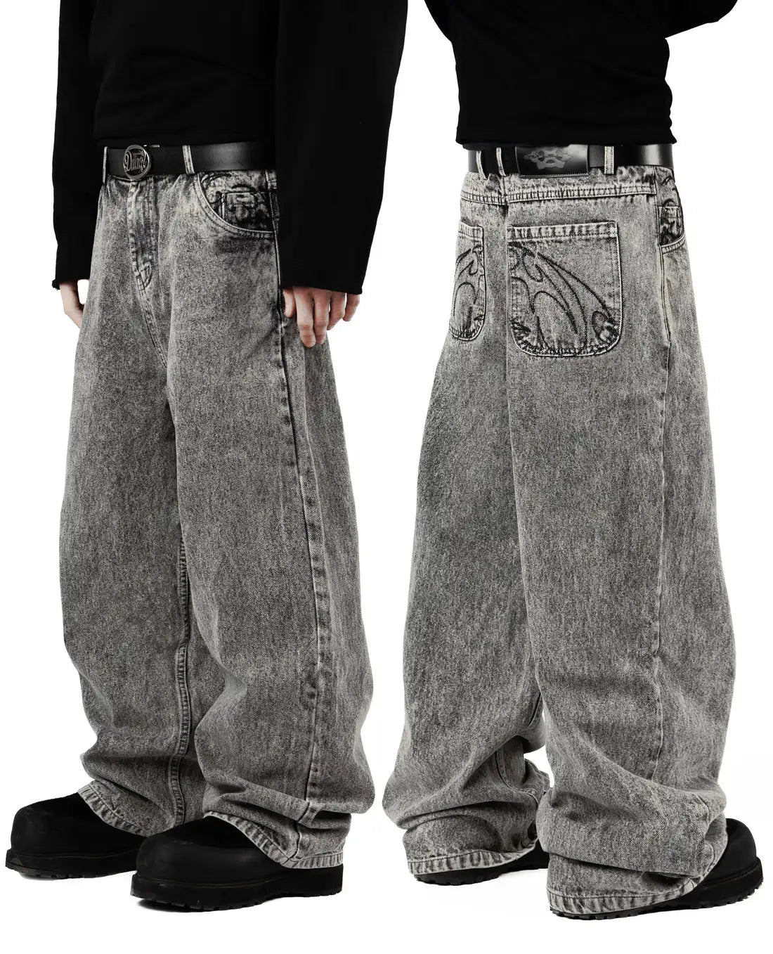 90s Retro Embroidered Street Jeans – Y2K Loose Straight Hip Hop Pants for Men & Women