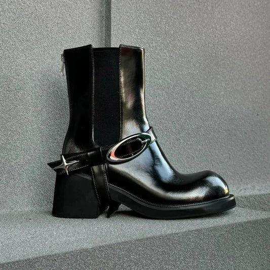 Women Chunky Heel Designer Short Boots