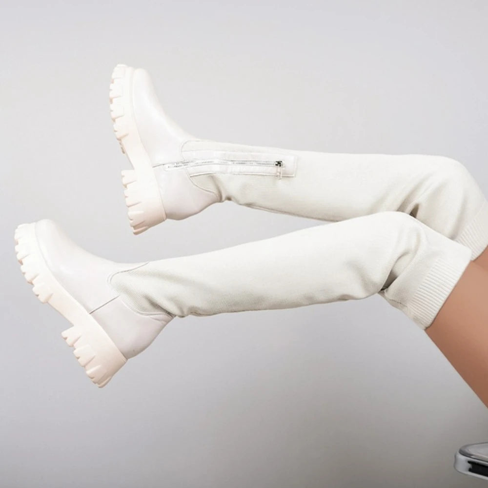 Women Chunky Platform Over-the-Knee Boots