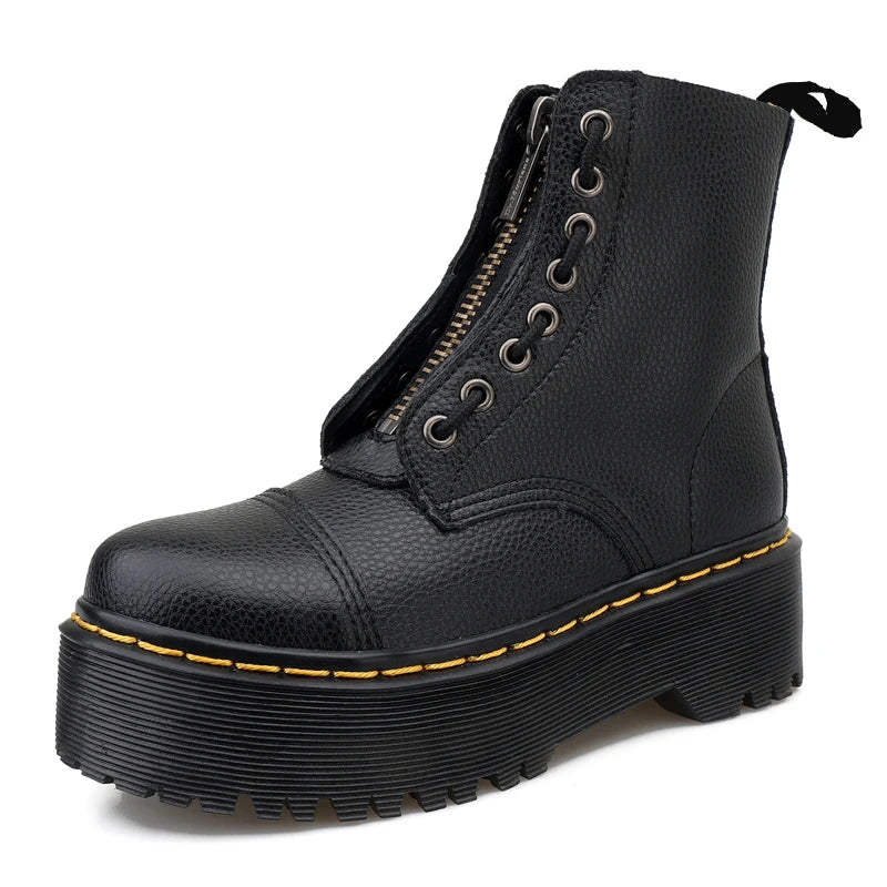 Unisex Punk 8-Hole Platform Moto Boots