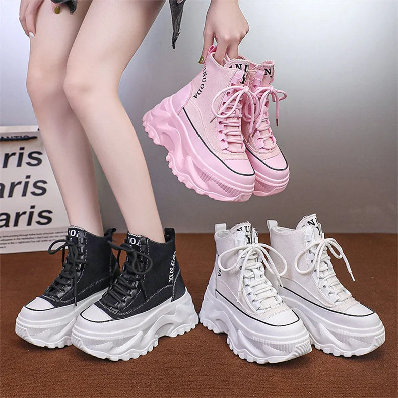 Women Chunky Platform Gothic Moto Boots