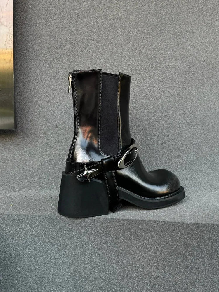 Women Chunky Heel Designer Short Boots