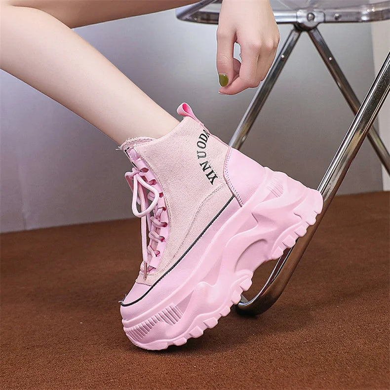 Women Chunky Platform Gothic Moto Boots