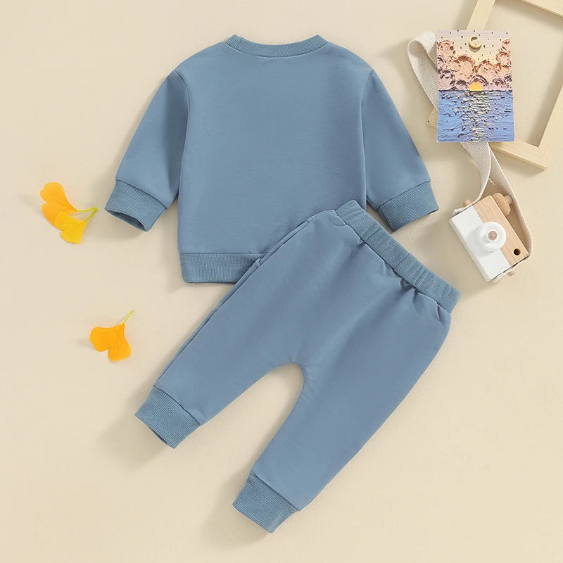 Baby Brother 2-Piece Outfit – Embroidered Letter Sweatshirt & Elastic Waist Sweatpants