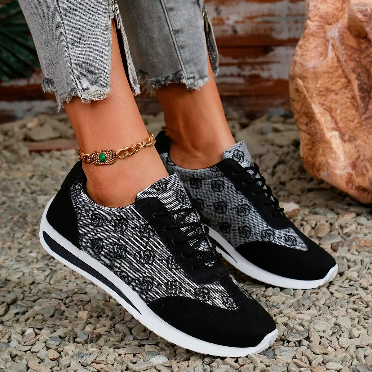 Women Casual Lace-Up Walking Sneakers