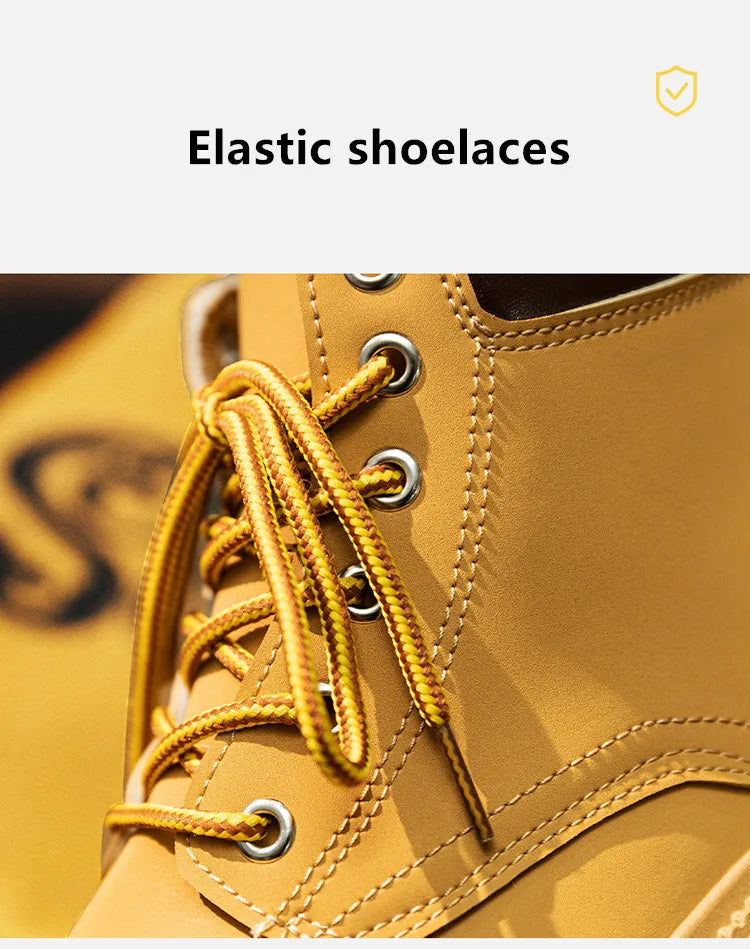 Men Classic Leather Platform Motorcycle Boots