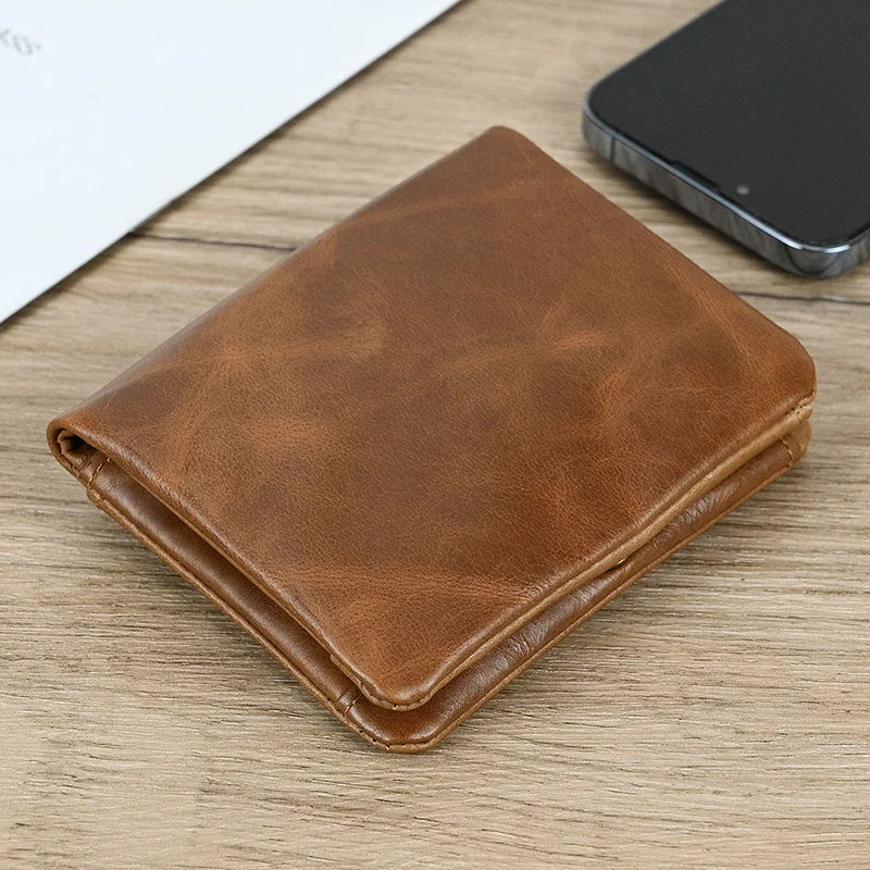 Luufan Men’s Genuine Leather Bifold Wallet – Compact Card & Coin Holder