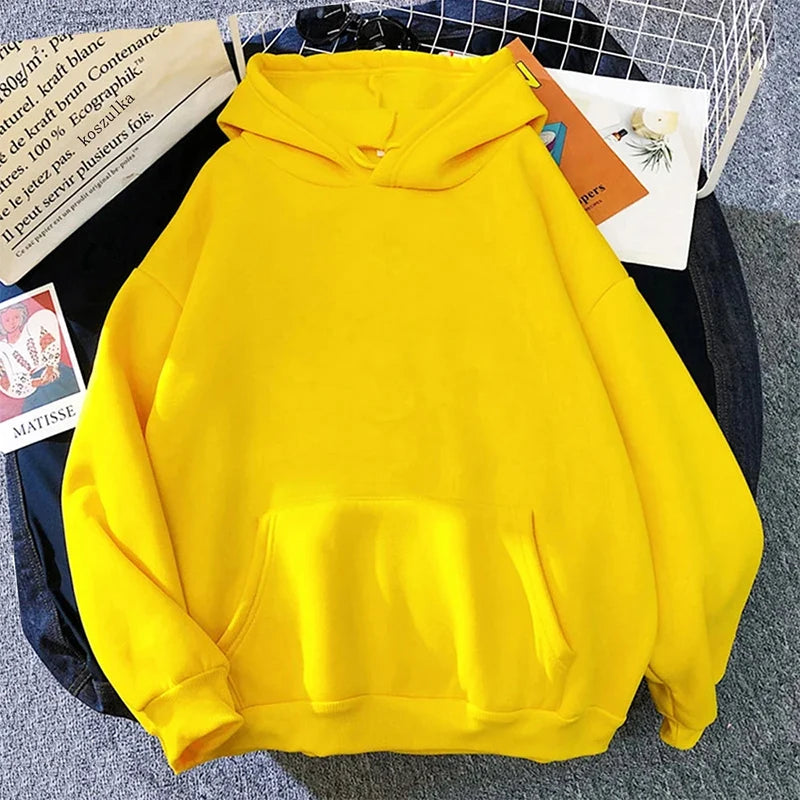 Women’s Pure Colour Hoodie – Soft All-Season Casual Sweatshirt