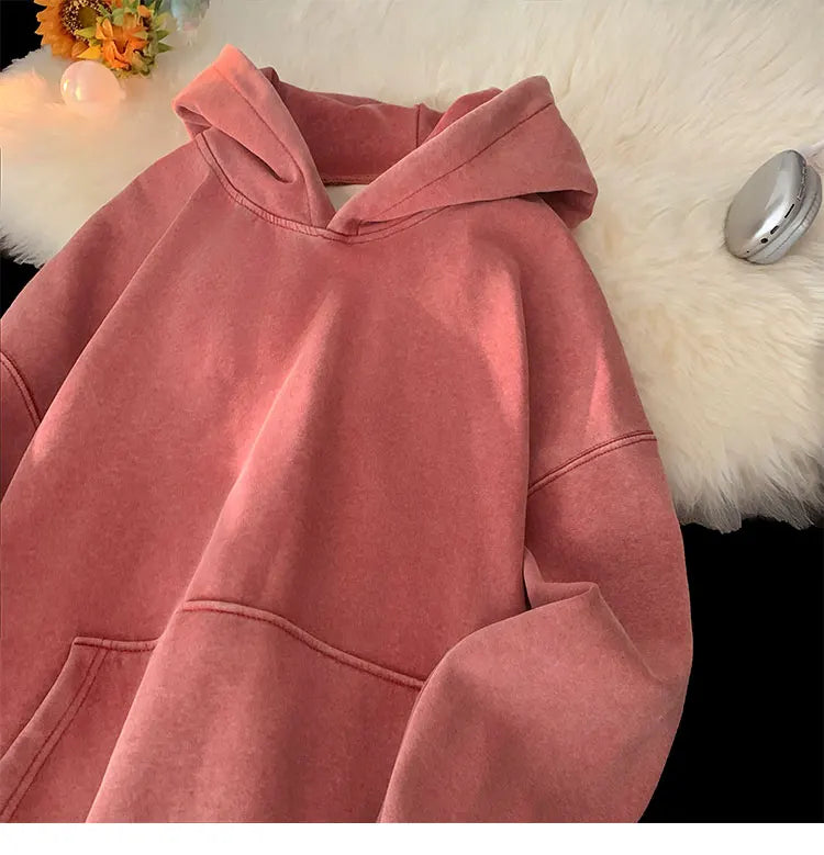 Vintage Washed Oversized Hoodie – Streetwear Harajuku Unisex Sweatshirt
