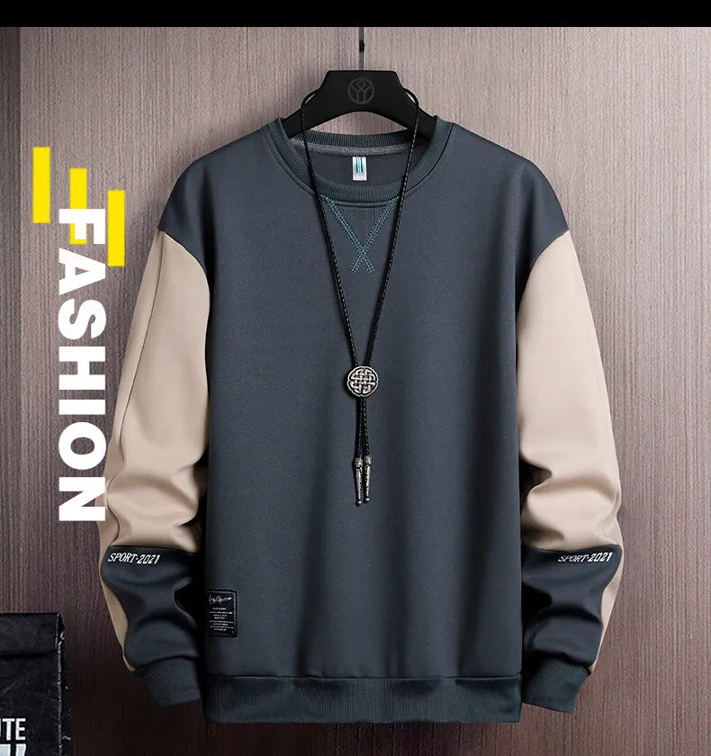 Men’s Loose Fit Sports Sweatshirt – Casual Round Neck Hoodie Style