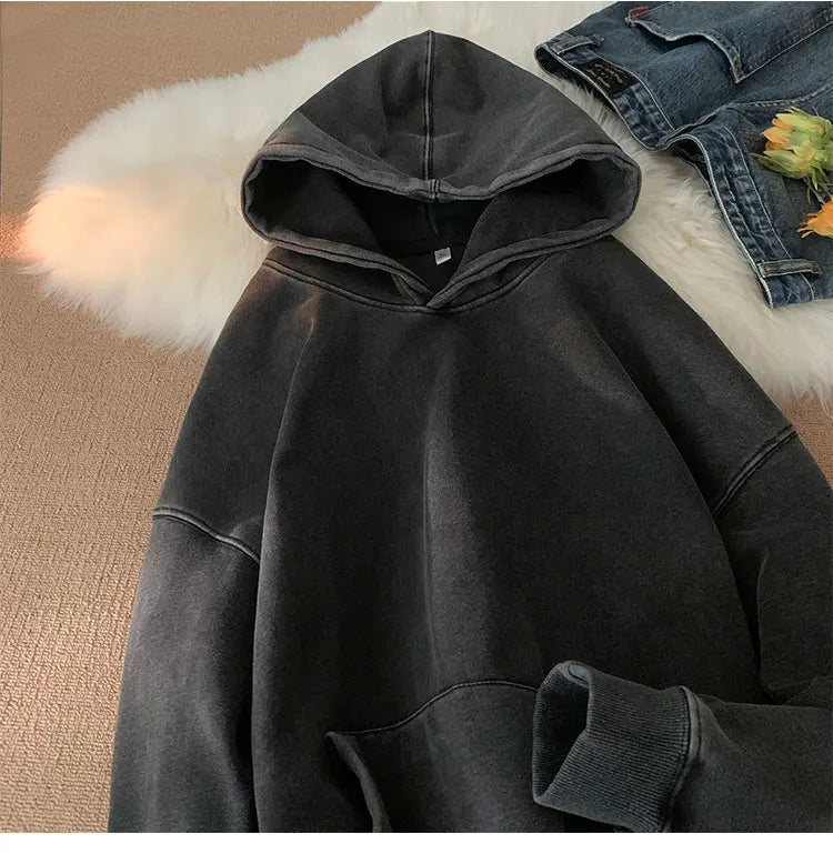 Vintage Washed Oversized Hoodie – Streetwear Harajuku Unisex Sweatshirt