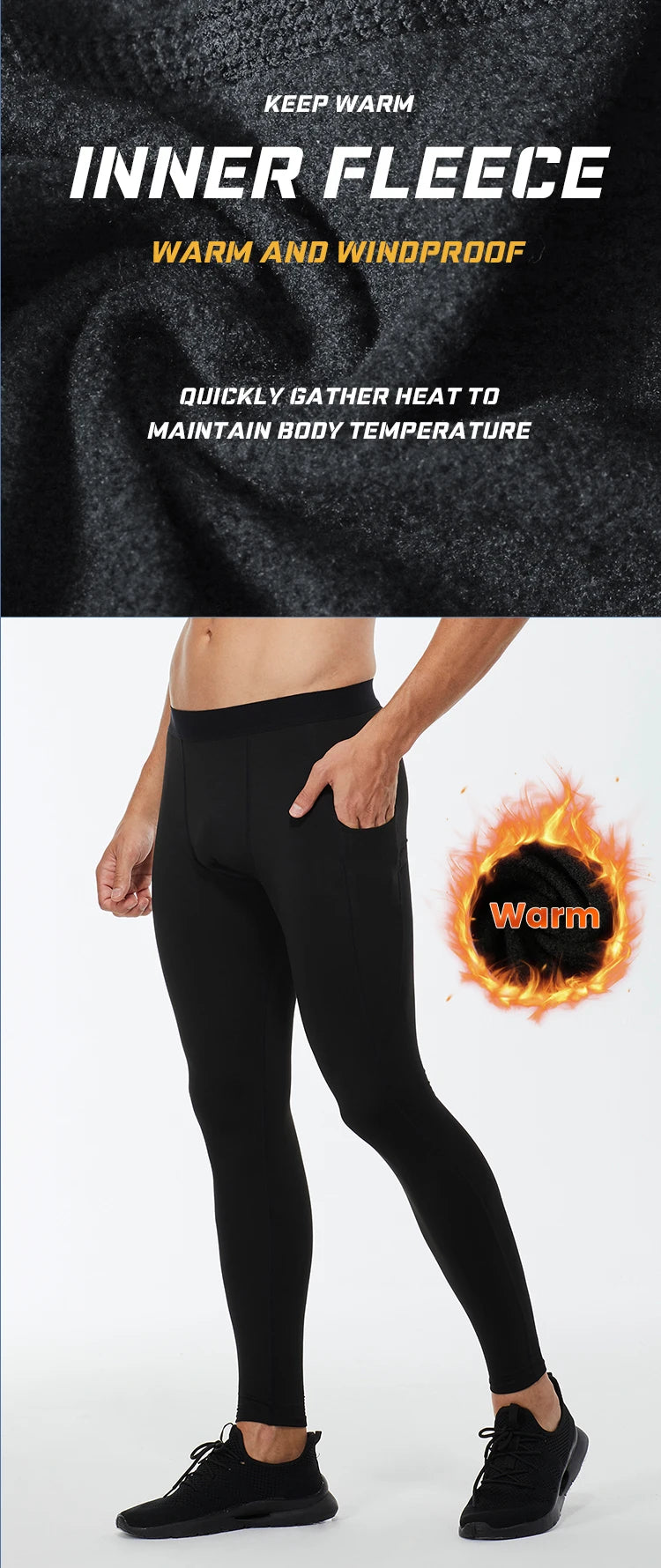 Men’s Thermal Compression Running Leggings – Fast Dry Fitness Tights for Winter Sports