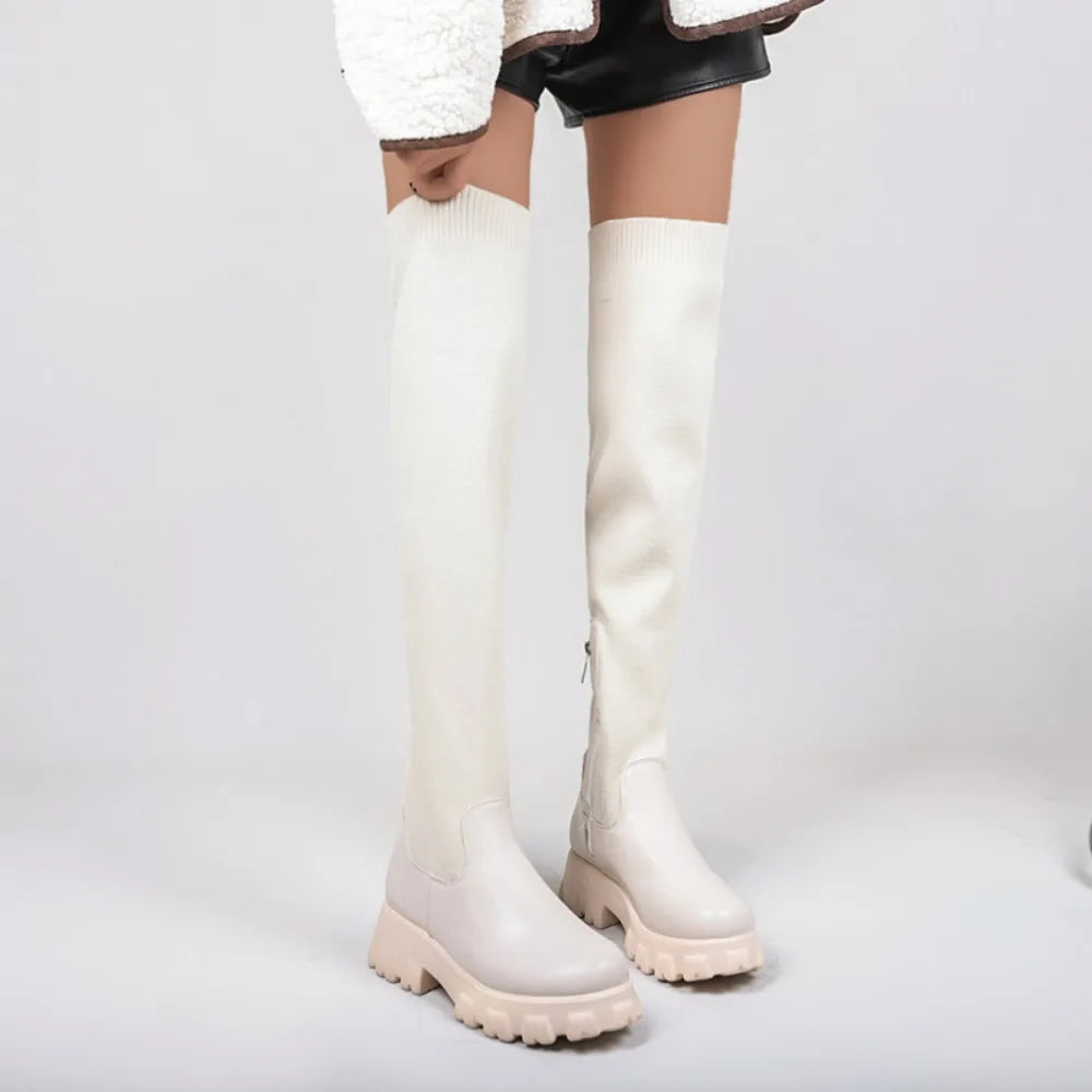 Women Chunky Platform Over-the-Knee Boots