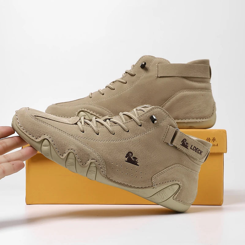 Men Italian Leather Chukka Driving Boots