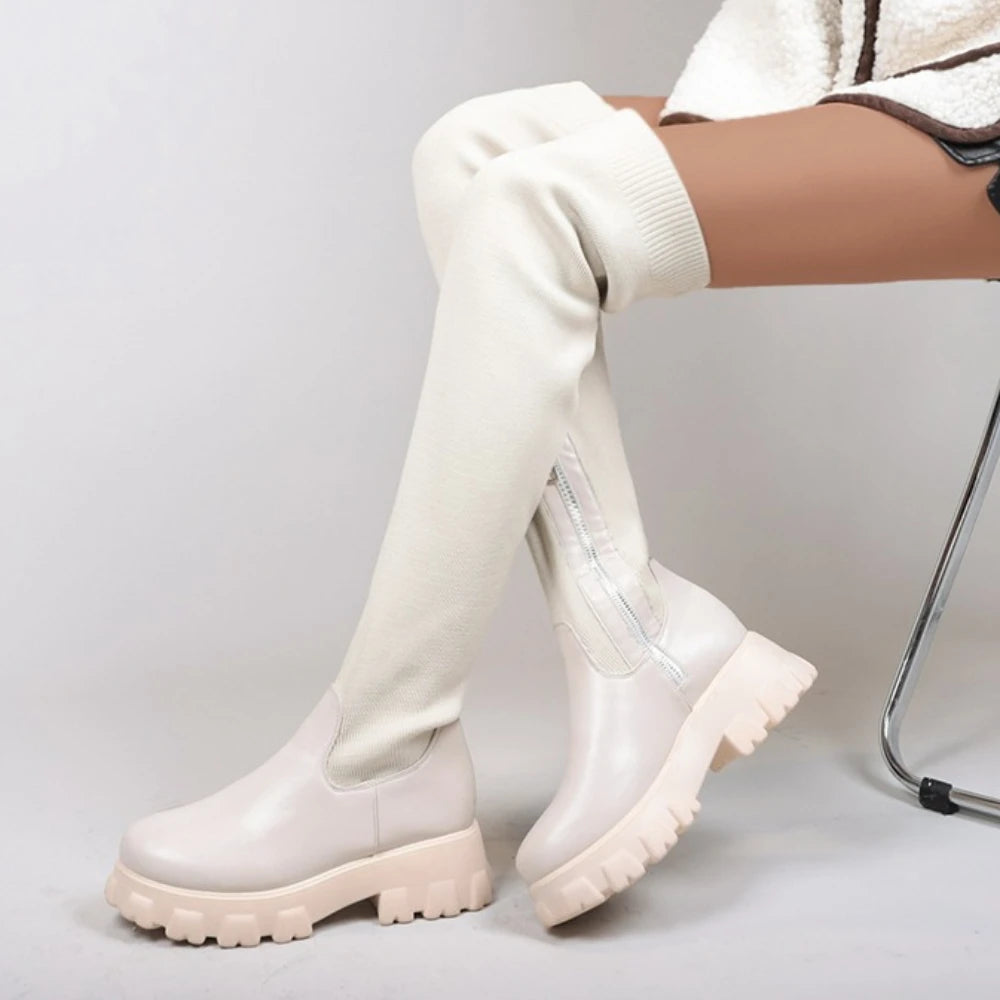Women Chunky Platform Over-the-Knee Boots