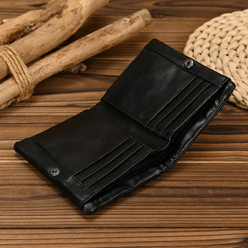 Luufan Men’s Genuine Leather Bifold Wallet – Compact Card & Coin Holder