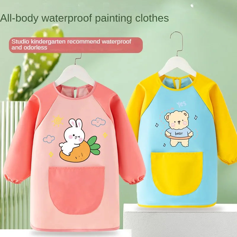 Waterproof Painting Bib – Baby Art Smock & Feeding Gown