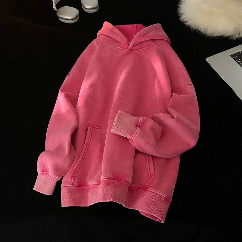 Vintage Washed Oversized Hoodie – Streetwear Harajuku Unisex Sweatshirt