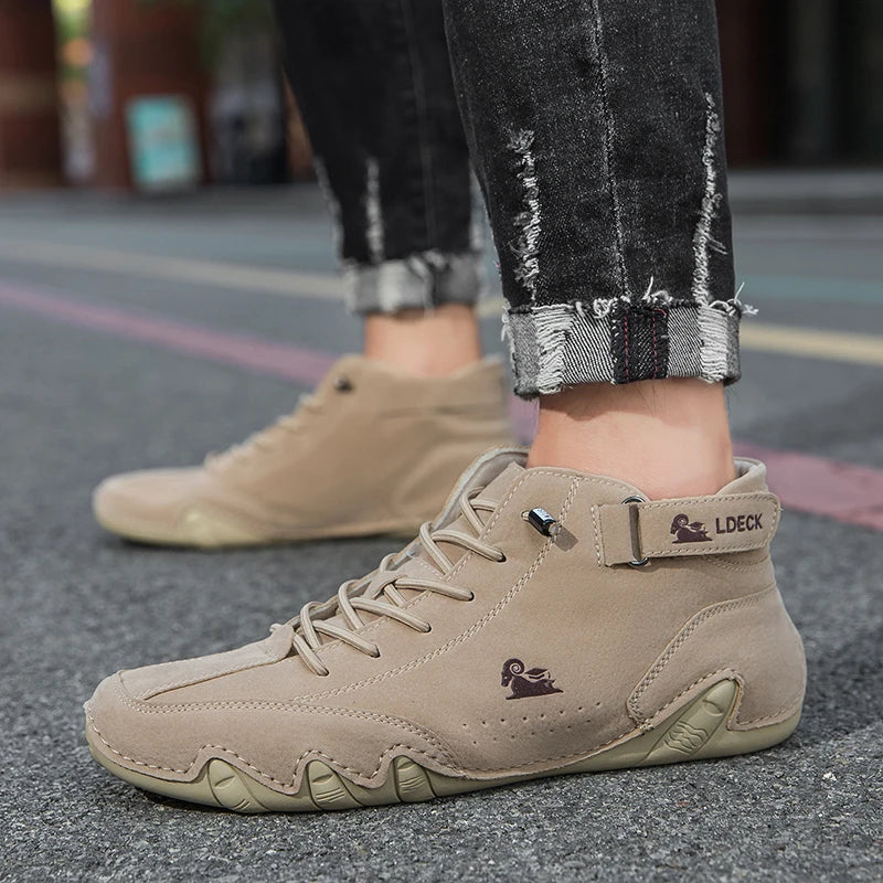 Men Italian Leather Chukka Driving Boots