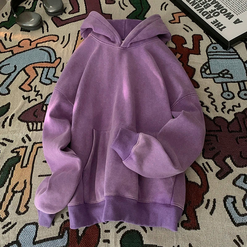 Vintage Washed Oversized Hoodie – Streetwear Harajuku Unisex Sweatshirt