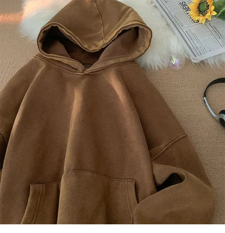 Vintage Washed Oversized Hoodie – Streetwear Harajuku Unisex Sweatshirt