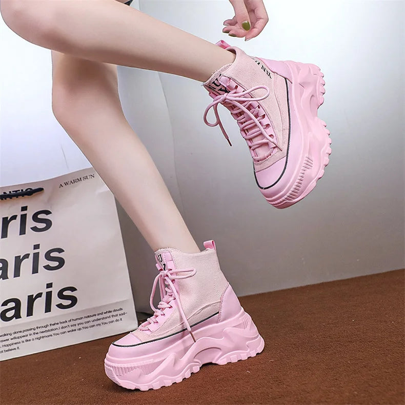 Women Chunky Platform Gothic Moto Boots