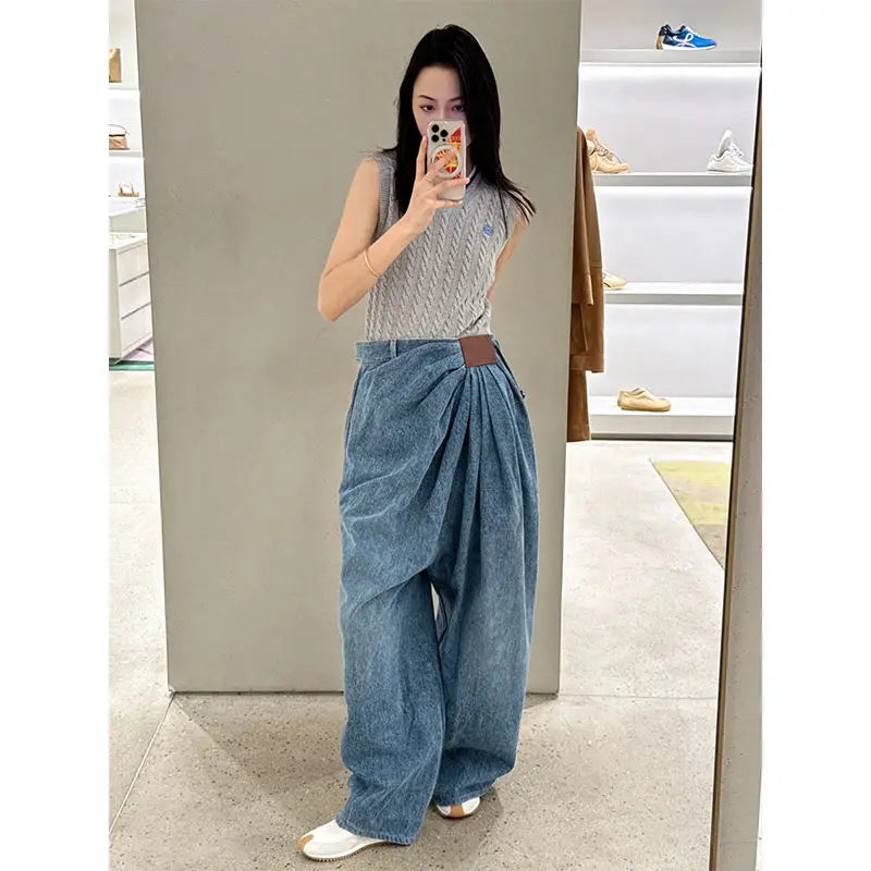 Women’s Loose Fit Jeans – Plus Size Street Style Casual Denim Pants (European/American Fashion)