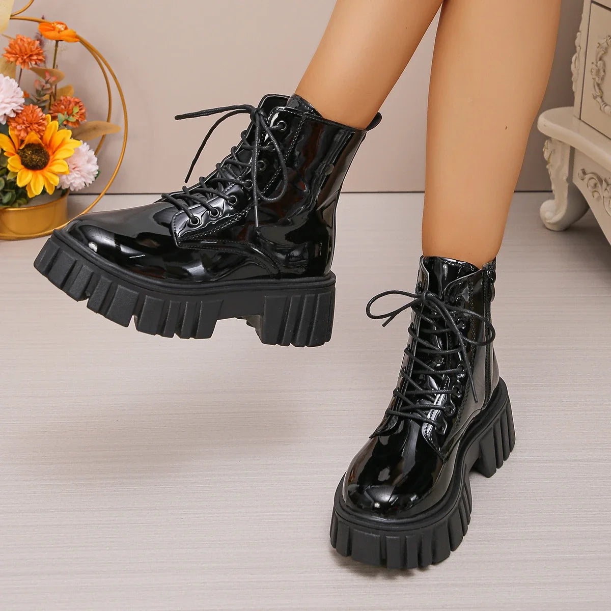Women Chunky Platform Combat Boots
