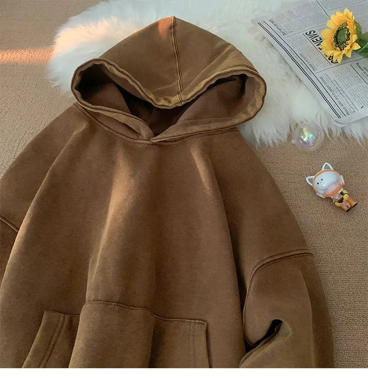 Vintage Washed Oversized Hoodie – Streetwear Harajuku Unisex Sweatshirt