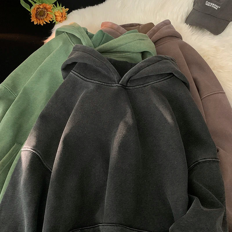 Vintage Washed Oversized Hoodie – Streetwear Harajuku Unisex Sweatshirt