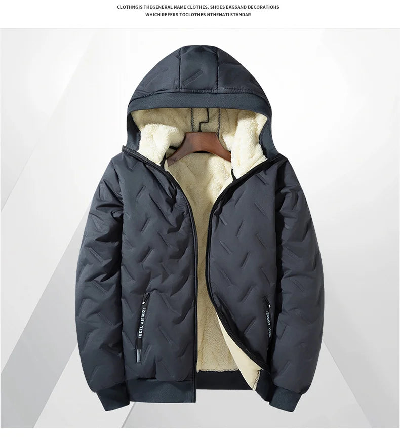 Men’s Fleece Cotton Jacket – Windproof Waterproof Stand Collar Urban Coat