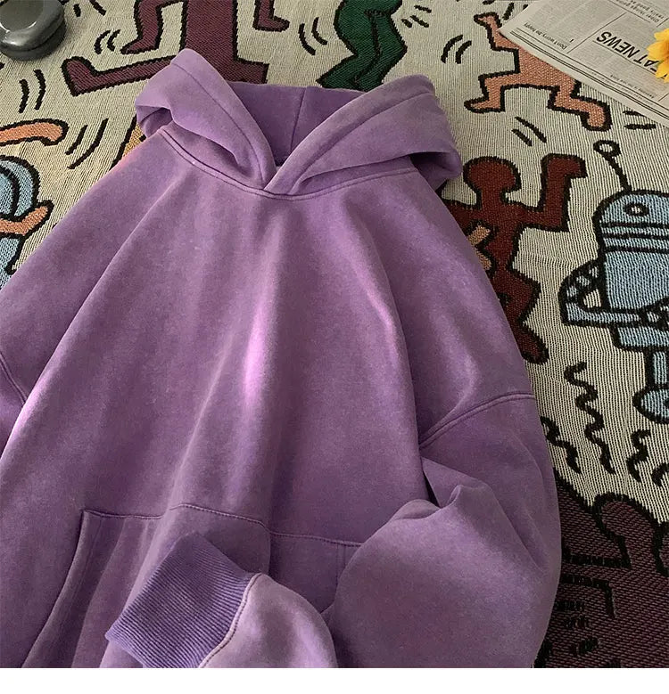 Vintage Washed Oversized Hoodie – Streetwear Harajuku Unisex Sweatshirt