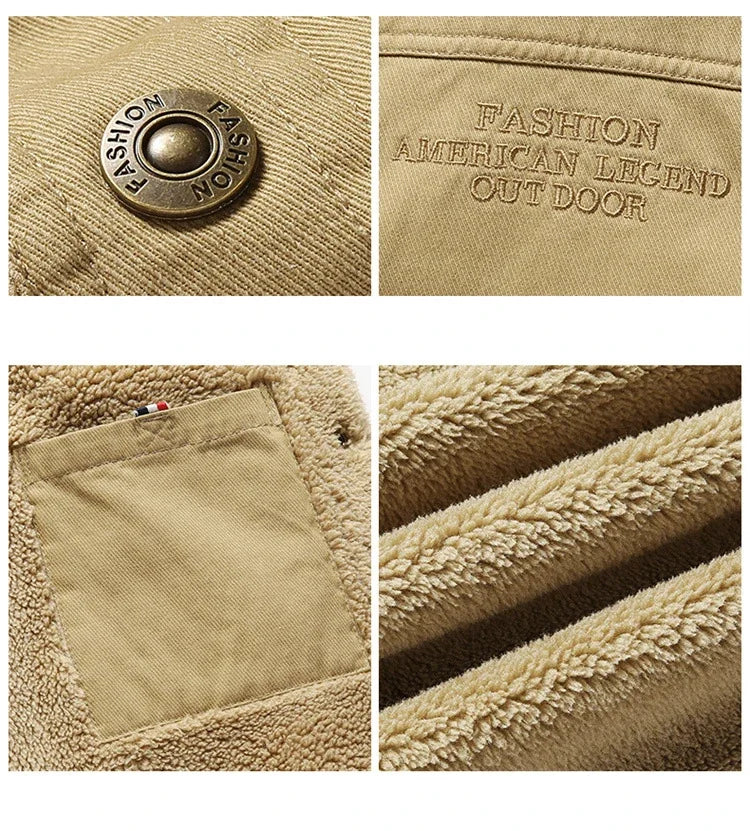 Men's Thick Fleece Winter Jacket – Warm Windproof Outdoor Coat with Fur Collar (2025)