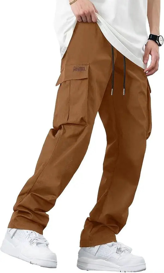 Men's new multi pocket workwear pants, European and American high street trendy brand retro casual leggings, men's