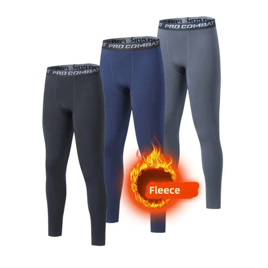 Men’s Winter Thermal Leggings – Fleece Lined Warm Compression Pants (Up to 3XL)
