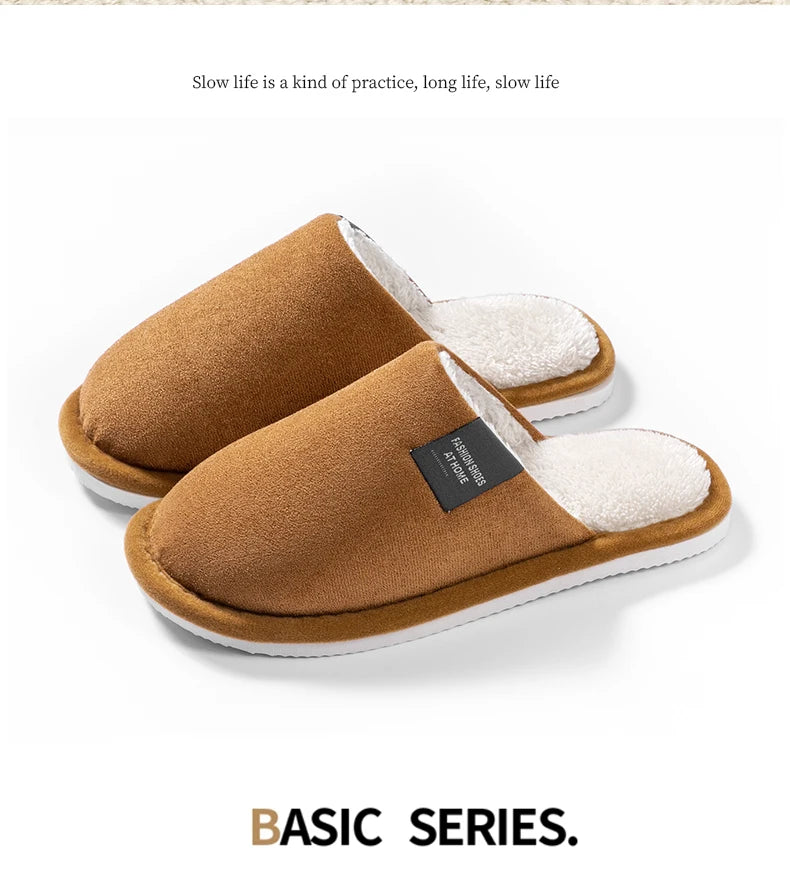Winter Warm Slippers Men House Non Slip Soft Shoes Comfortable Flat Heel Home Indoor Bedroom Plush Slippers Bedroom Female shoes
