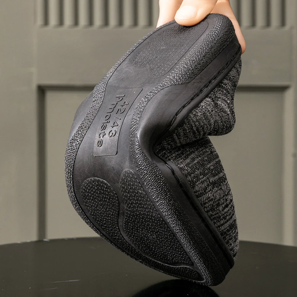 Warm Embroidered  slippers men TPR Memory foam Platform Cushion Soft Non Slip Stripe Comfortable Living Room Shoes High Quality